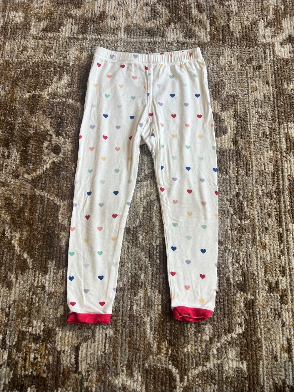 Kyte BABY White Pajama Set with Multicolor Hearts and Red Trim